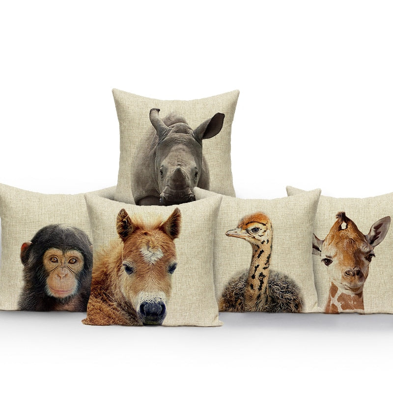 Animal Cushion Cover - Floral Fawna