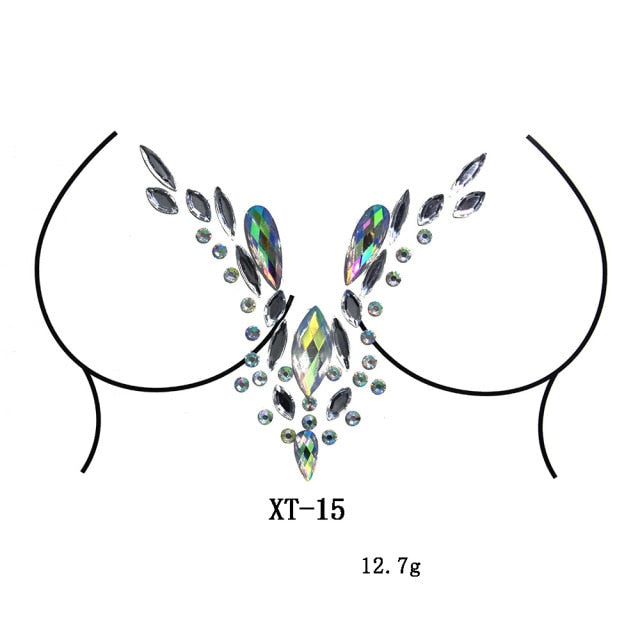 Sparkling Rhinestone Facial Art Stickers - Floral Fawna