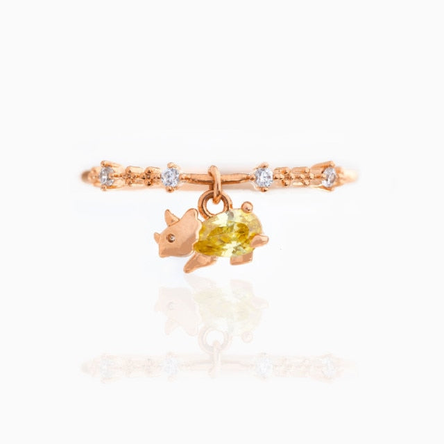 Dainty Dinosaur Ring - Floral Fawna