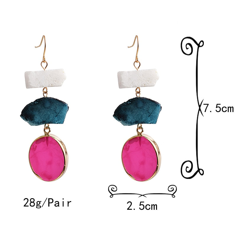 Irregular Natural Stone Earrings - Floral Fawna