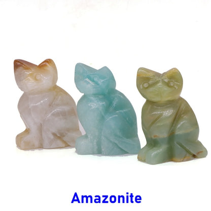 Carved Cat Crystal - Floral Fawna