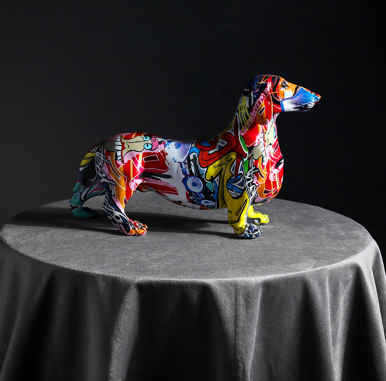 Abstract Dachshund Statue - Floral Fawna