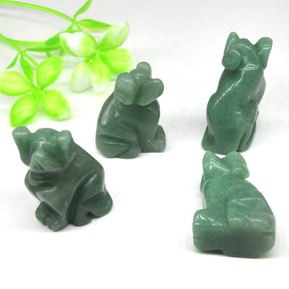 Carved Dog Crystal - Floral Fawna