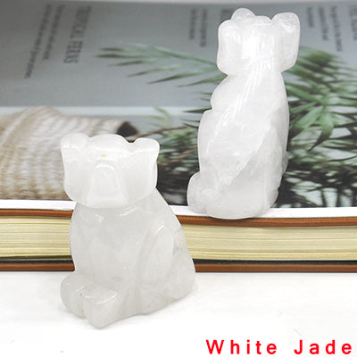 Carved Dog Crystal - Floral Fawna