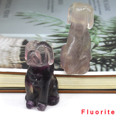 Carved Dog Crystal - Floral Fawna