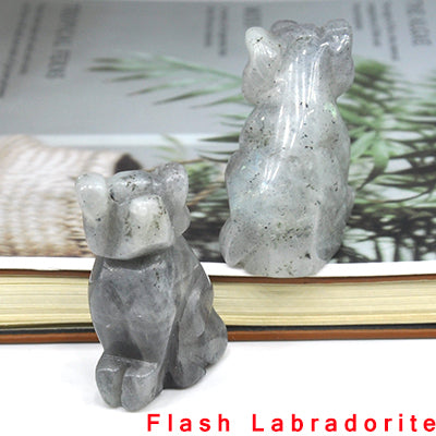 Carved Dog Crystal - Floral Fawna