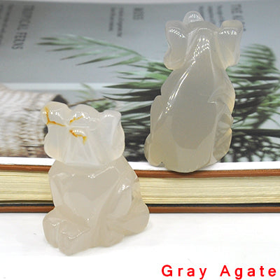 Carved Dog Crystal - Floral Fawna