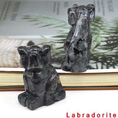 Carved Dog Crystal - Floral Fawna