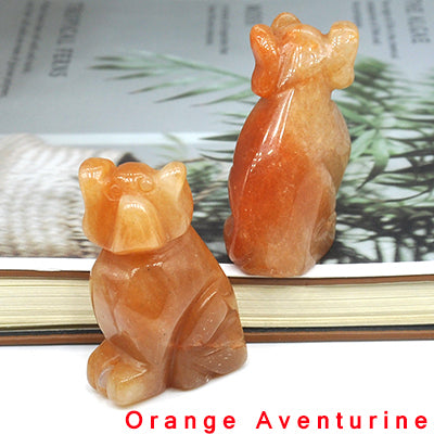 Carved Dog Crystal - Floral Fawna