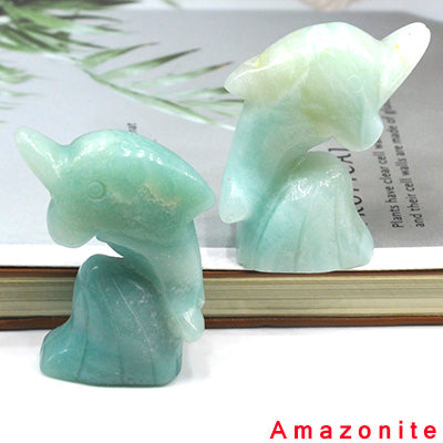 Carved Dolphin Crystal - Floral Fawna