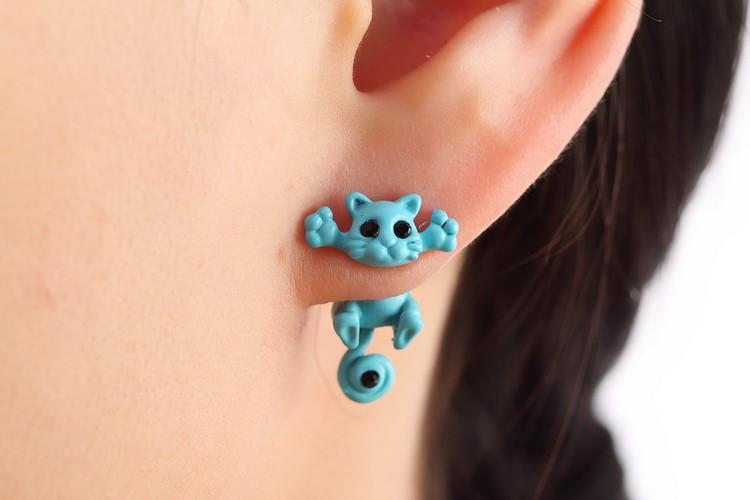 Cute Kitten Stud Earrings - Floral Fawna