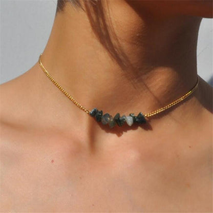 Natural Stone Choker Necklace - Floral Fawna