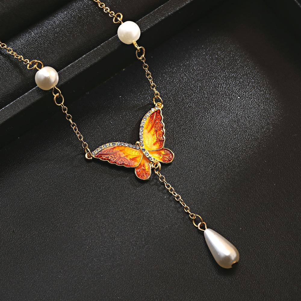 Lovely Pearl Butterfly Necklace - Floral Fawna