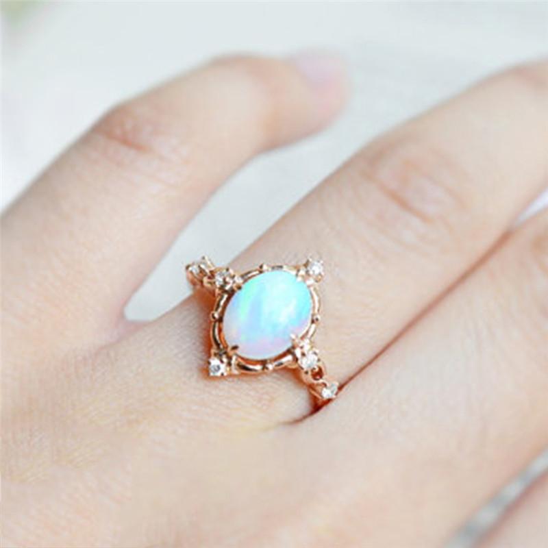 Rainbow Opal Rose Gold Ring - Floral Fawna