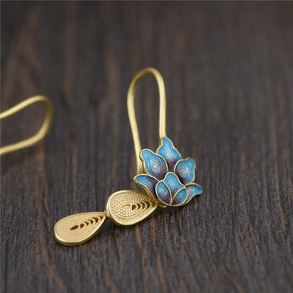 Blue Egyptian Lotus Earrings - Floral Fawna