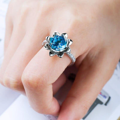 Blue Lotus Botanical Ring - Floral Fawna