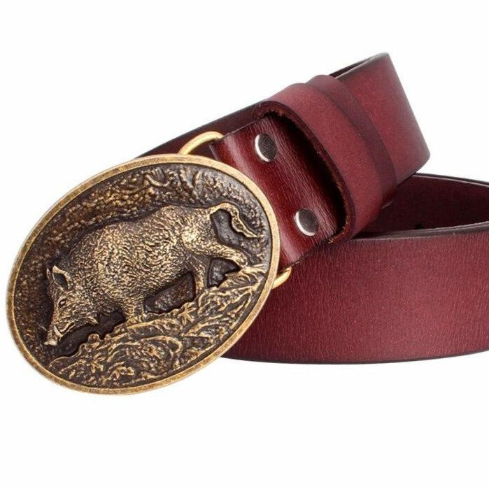 Leather Wild Boar Belt - Floral Fawna