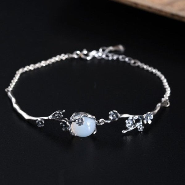 Cherry Blossom Moonstone Bracelet - Floral Fawna