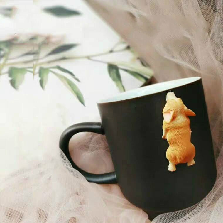 Cute Bulldog or Corgi Coffee/Tea Mug with lid - Floral Fawna