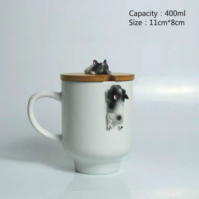 Cute Bulldog or Corgi Coffee/Tea Mug with lid - Floral Fawna