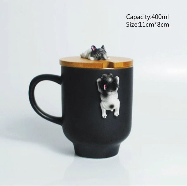 Cute Bulldog or Corgi Coffee/Tea Mug with lid - Floral Fawna