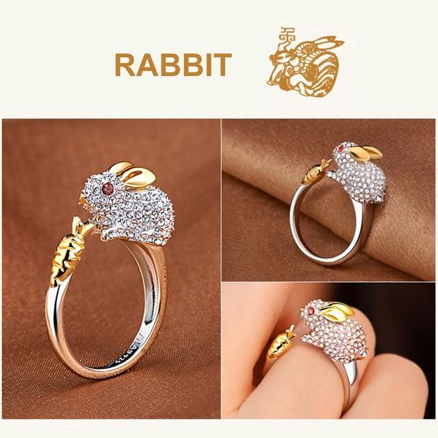 Animal Zodiac Sign Silver Ring - Floral Fawna