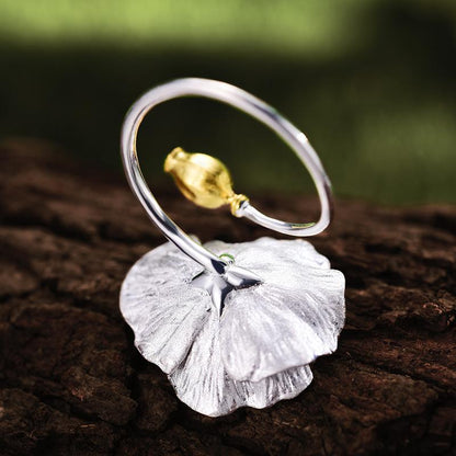 Blooming Poppy Sterling Silver Ring - Floral Fawna