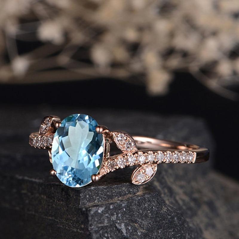 Blue Crystal Flower Ring - Floral Fawna