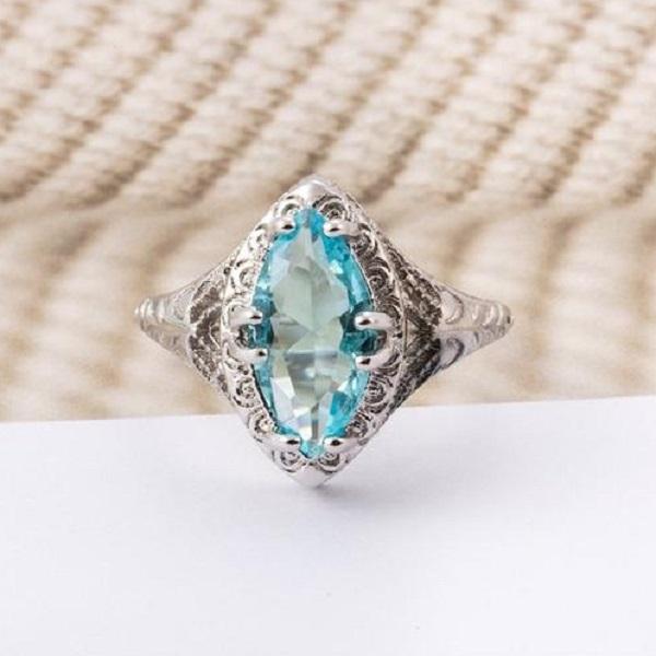 Blue Icy Snow Princess Ring - Floral Fawna