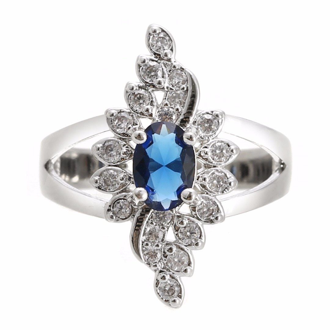 Blue Royalty Crystal Ring - Floral Fawna