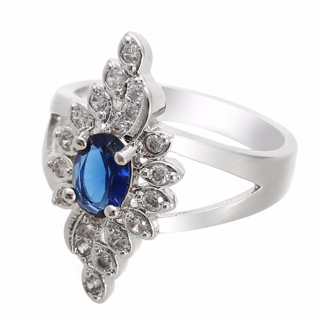 Blue Royalty Crystal Ring - Floral Fawna