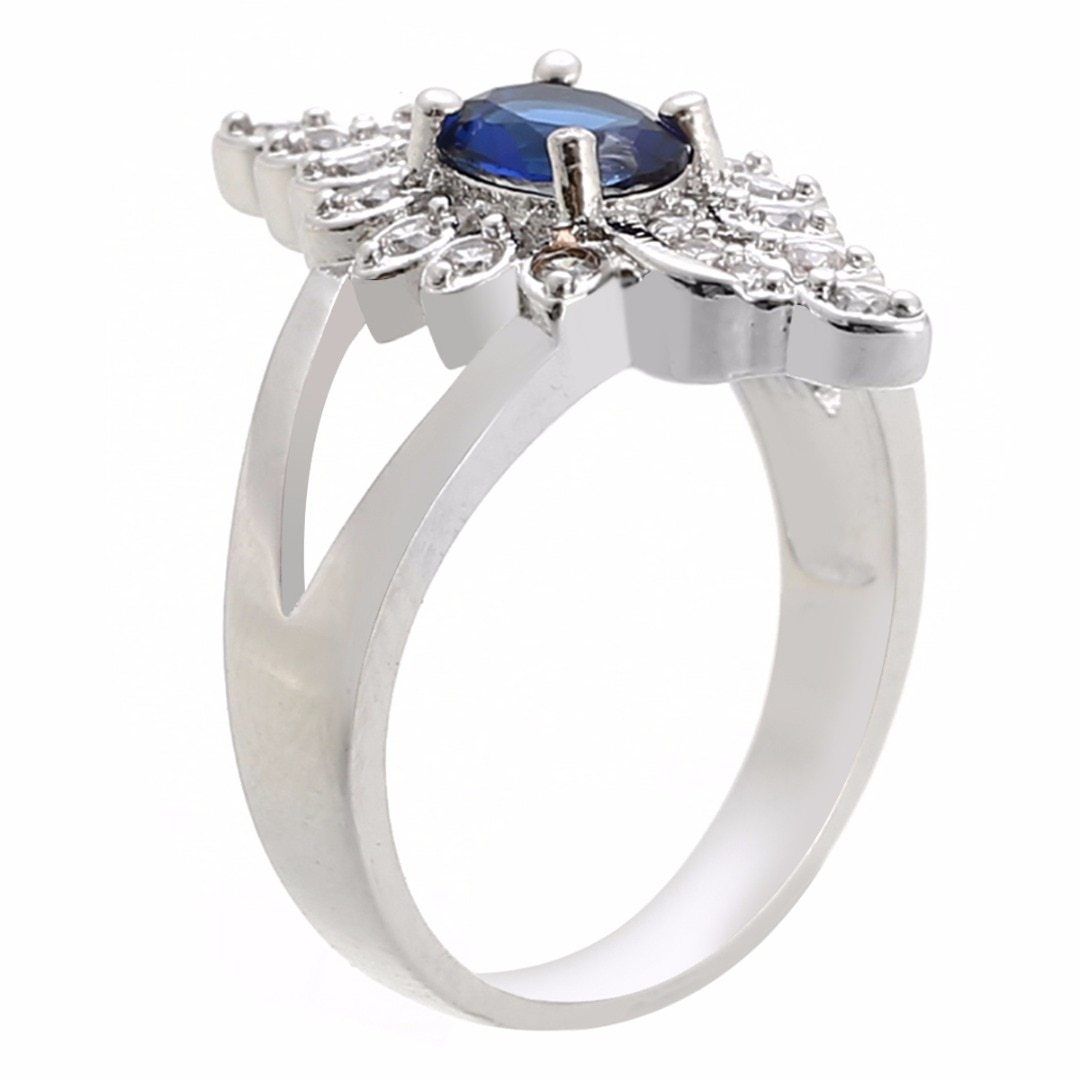 Blue Royalty Crystal Ring - Floral Fawna