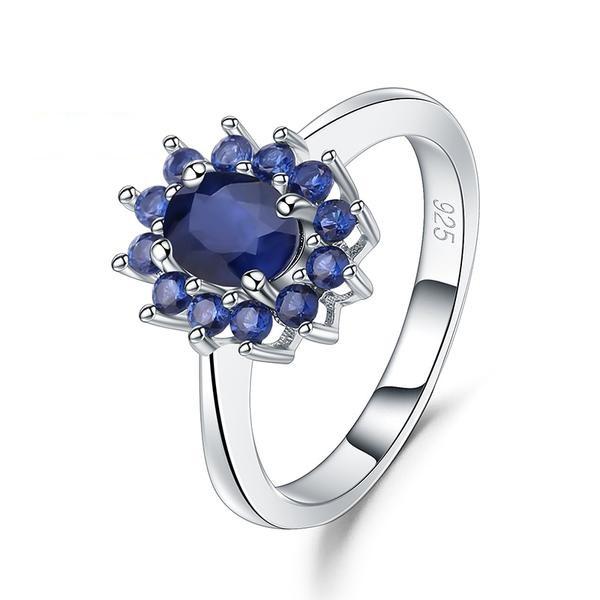 Blue Sapphire Silver Ring - Floral Fawna