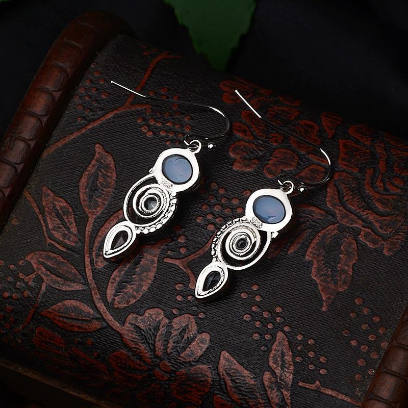 Blue Sea Moonstone Earrings - Floral Fawna