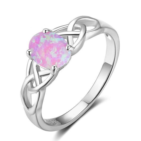 Celtic Fire Opal Silver Ring - Floral Fawna