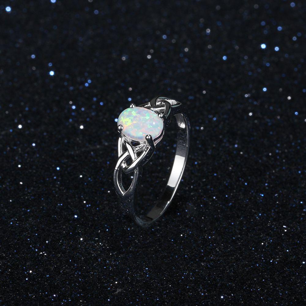 Celtic Fire Opal Silver Ring - Floral Fawna