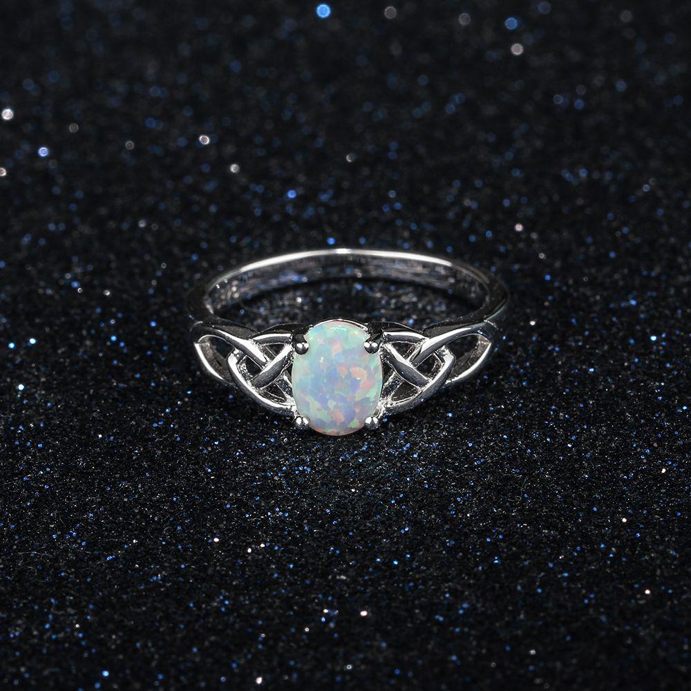 Celtic Fire Opal Silver Ring - Floral Fawna