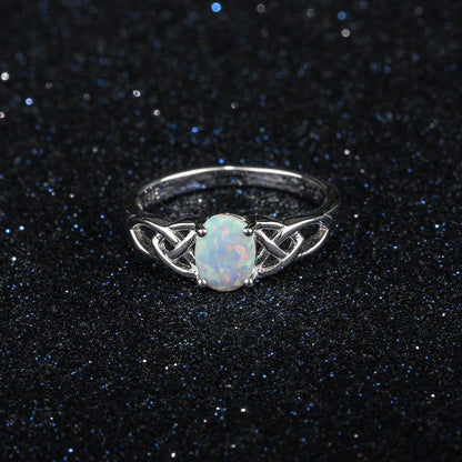 Celtic Fire Opal Silver Ring - Floral Fawna