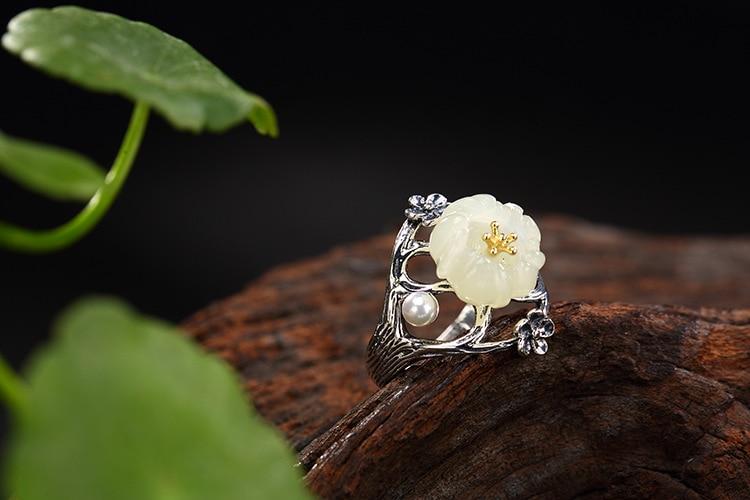 Cherry Blossom Silver Ring - Floral Fawna