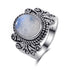 Classic Oval Moonstone Silver Ring - Floral Fawna