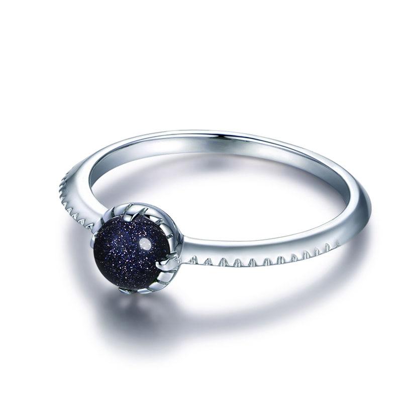 Cosmic Blue Sandstone Silver Ring - Floral Fawna