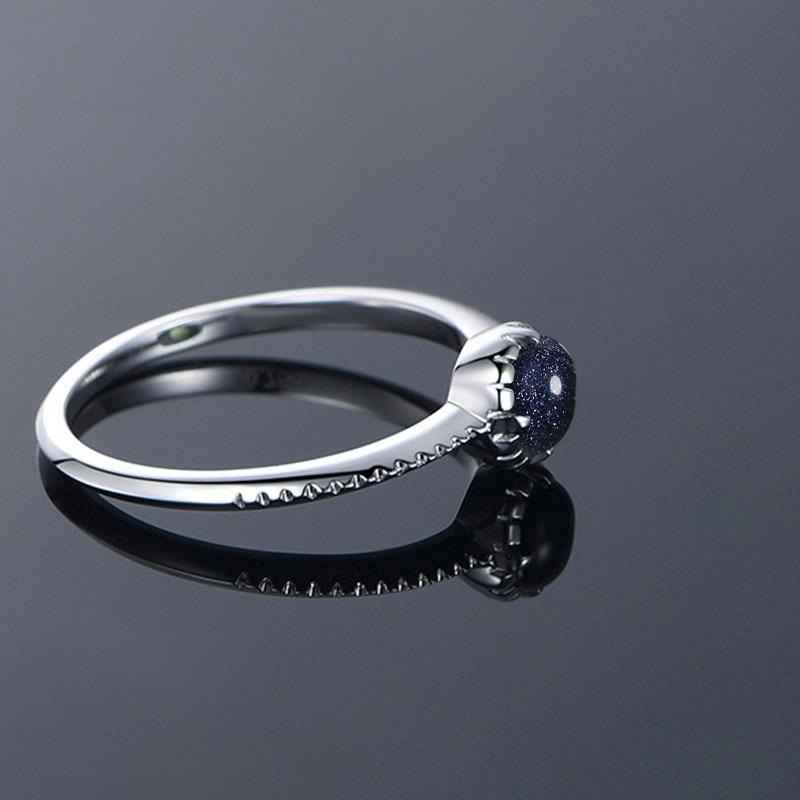 Cosmic Blue Sandstone Silver Ring - Floral Fawna