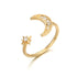 Crescent Moon & Star Crystal Ring - Floral Fawna