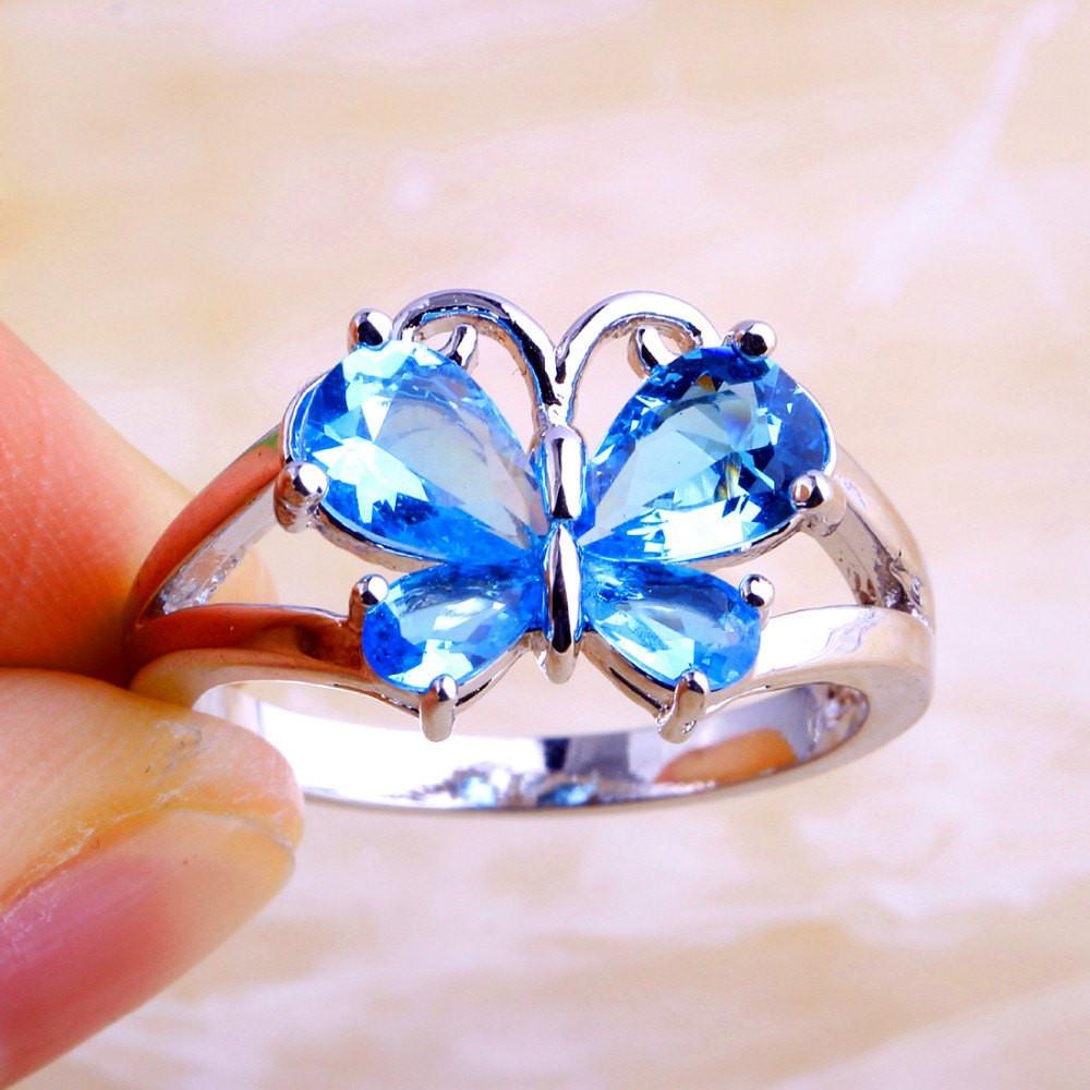 Crystal Butterfly Silver Ring - Floral Fawna