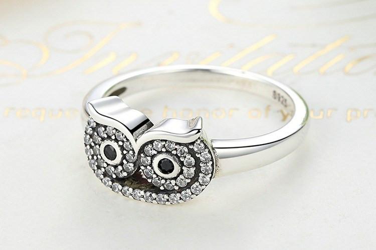 Crystal Owl Silver Ring - Floral Fawna