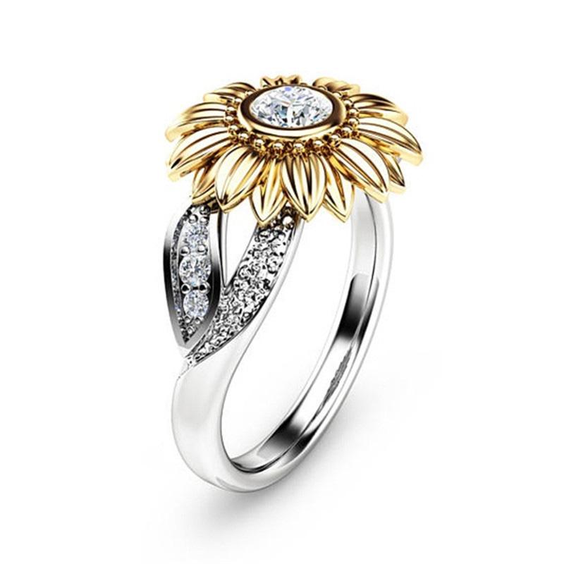 Crystal Sunflower Ring - Floral Fawna