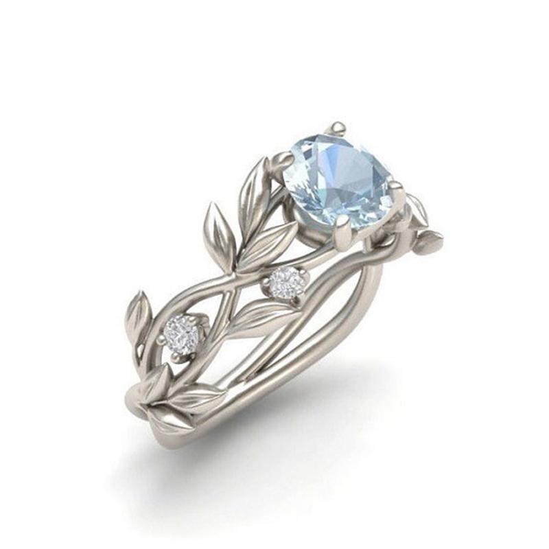 Crystal Vines Aquamarine Princess Ring - Floral Fawna