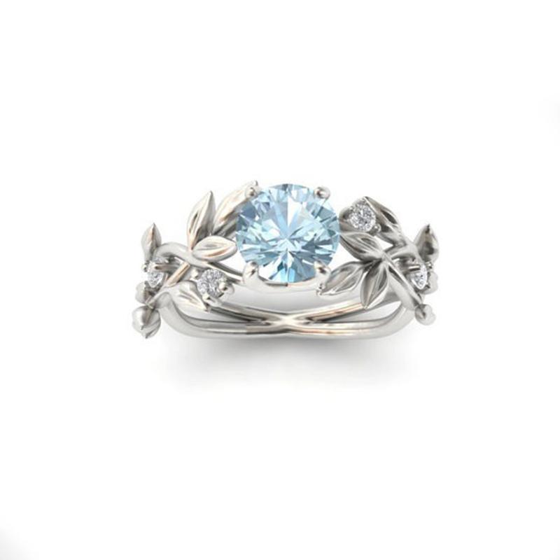 Crystal Vines Aquamarine Princess Ring - Floral Fawna