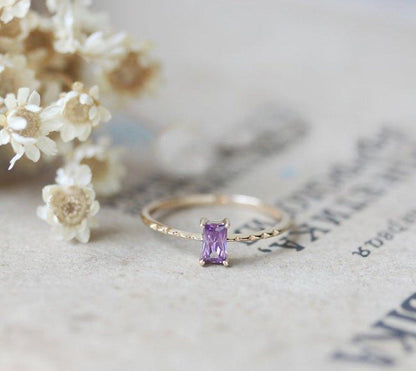 Dainty Amethyst Ring - Floral Fawna