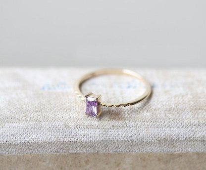 Dainty Amethyst Ring - Floral Fawna